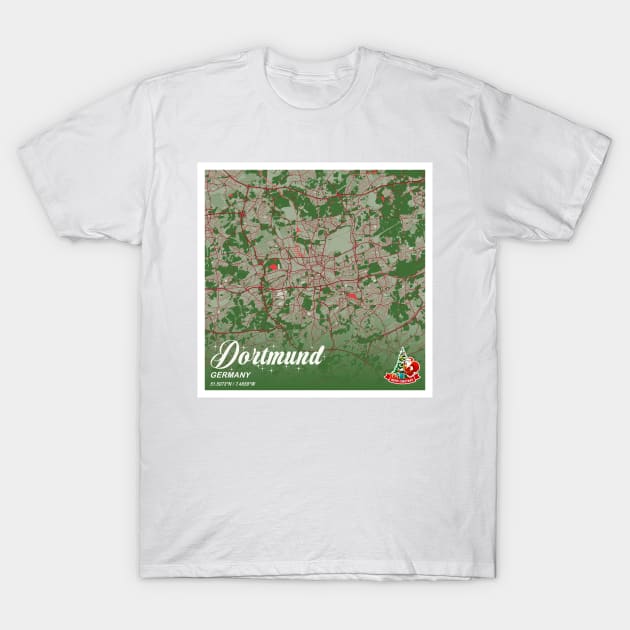 Dortmund - Germany Christmas Map T-Shirt by tienstencil